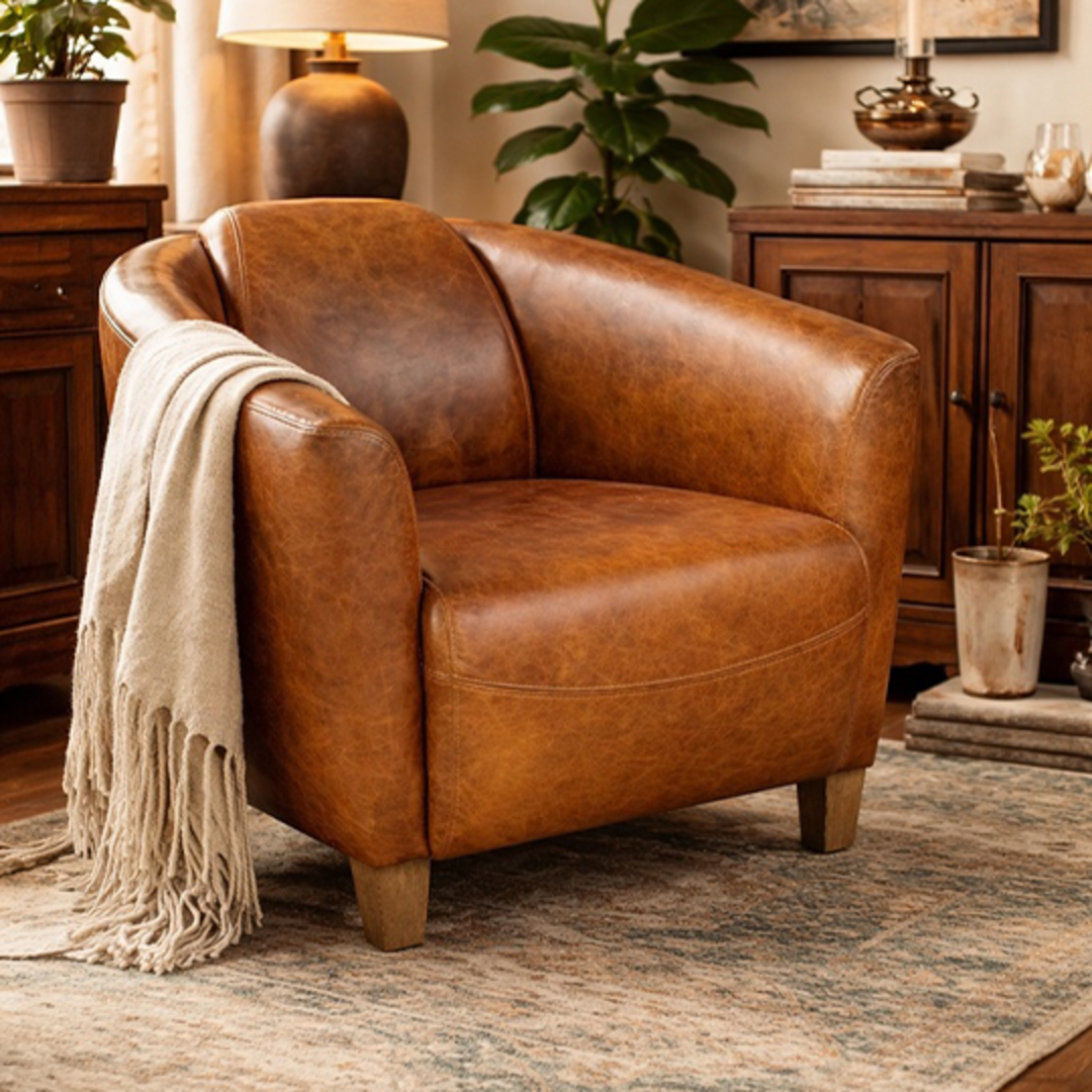 Vanguard Aged Full Grain Leather Chair - Vintage Tan image 3